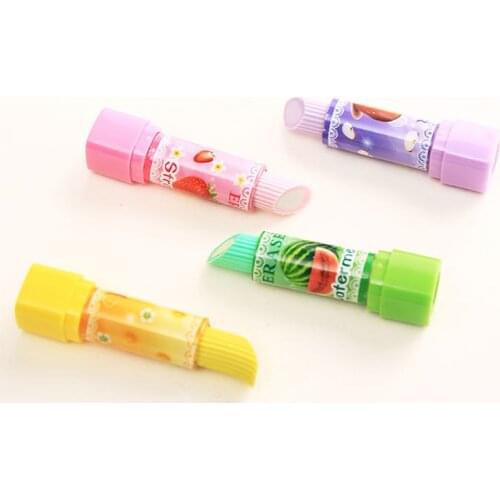 Lipstick Shape Eraser Girl Student Stationery Pencil Wiping Erasers School Office Supplies Kids Prize Gifts Studying Accessories