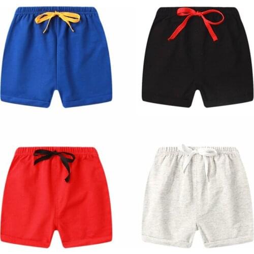 Summer Soild Shorts Elastic Waist Pants for Boys Childrens Cotton Sports Shorts Beachwear Casual Fashion Toddler Boys Clothing