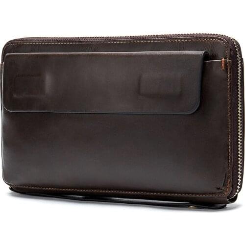 Cash Top Layer Cowhide Handbag Soft Genuine Leather Clutch Wallet Mens Long Wallet Leather Wallet for Business Card Bill