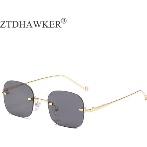 2021 New Fashion Personality Retro Rimless Sunglasses Womens Versatile Metal Simple Temperament Glasses UV400
