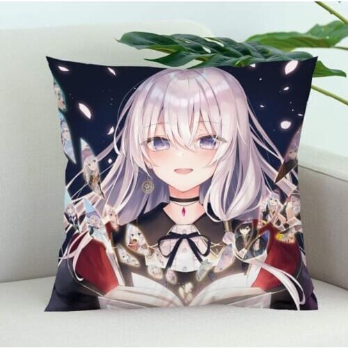 New Arrival elaina majo no tabitabi Pillow Cover Bedroom Home Office Decorative Pillowcase Square Zipper Pillow Cases Satin Soft