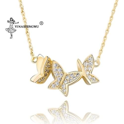 Small Animal Butterfly Necklace Stone Women Necklace Hot Stream Fashiontwo Styles Clavicle Chain Metal Gift Lovely Sweet White