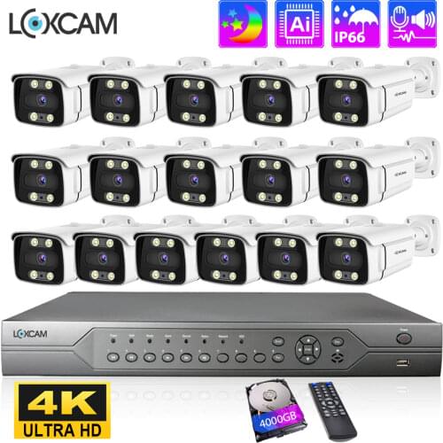 LOXCAM 16CH 4K Security Camera System POE 8MP Video Surveillance Set Two way Audio Recording Outdoor Ip Camera 4K color night