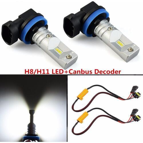 High End Led 6000K White Powered By Luxen LED H11 H8 H9 H16(JP) Bulbs For Fog Lights Driving Lamps+ Error Free Canbus Decoders