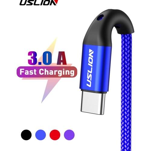 USLION USB Type C Cable Wire Mobile Phone Fast Charging USB C Cable Type-C Charger Micro USB Cables For Samsung S10 Plus Xiaomi