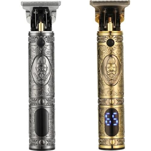 V electric hair trimmer cordless rechargeable hair clipper beard trimmer haircut machine LCD display metal body oil head clipper