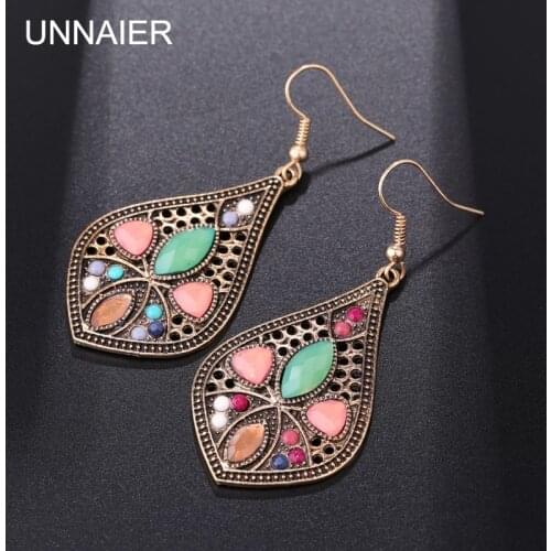 UNNAIER Vintage Earrings Womens Color Semi-precious Stone Earrings 2021 Trending Earring S925 Silver Hypoallergenic Jewelry