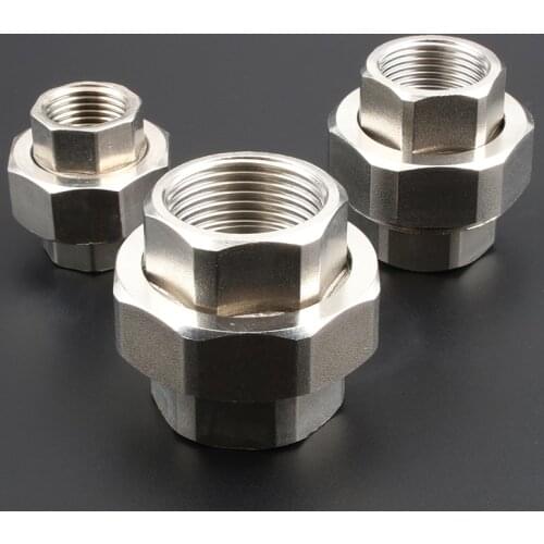 1/8" 1/4" 3/8" 1/2" 3/4" 1" 1-1/4" 1-1/2" Female Thread SS 304 Stainless Steel Live Joint Coupling Union Connector Pipe Fitting