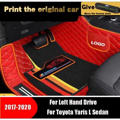 High Quality For Toyota Yaris L Sedan 2020 2019 2018 2017 Car Floor Mats Interior Leather Carpets Auto Protect Rugs Waterproof