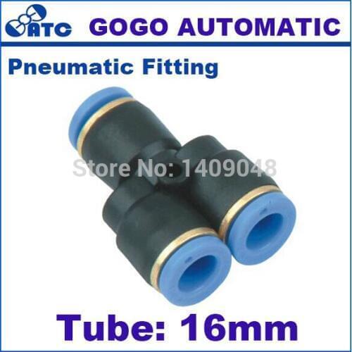 GOGO 10pcs a lot plastic 3 way Y type air one touch push in quick connect pneumatic fittings 16mm connector PY-16 three joint