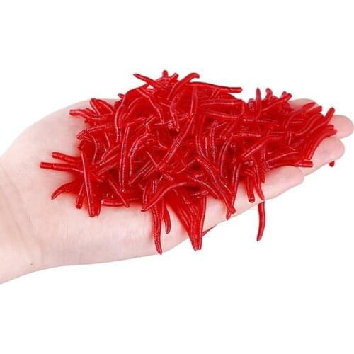 100PCS Fishing Lure Artificial 35mm Soft Bait Lifelike Simulated Red Worm Fishy Smell River Sea Fishing Accessories pesca 2021