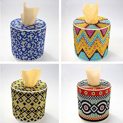 2021New Special Shape Diamond Painting Roll Cylinder Tissue Box 5D Puzzle Storage Box Cartoon Animal Diamond Cross Stitch Gift
