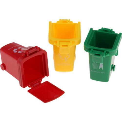 3x Children Kids Toy Push Vehicles Garbage Cans Mini Trucks Trash Cans
