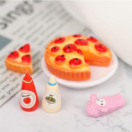 Hot sale 1:12 Dollhouse Miniature Fruit Pizza Plate Jam Microwave Oven Gloves Kitchen Set