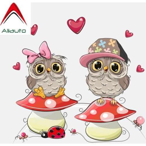 Aliauto Cartoon Fashion Car Sticker Cute Mushroom on The Owl PVC High Quality Waterproof Sunscreen Anti-UV Decal,15cm*15cm
