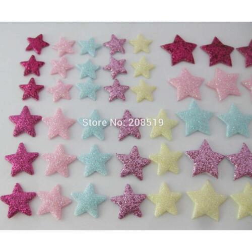 PANNWE Glitter felt Patches 150pcs 10MM/15MM/18MM Star appliques DIY craft scrapbooking accessories for jewelry/clothes