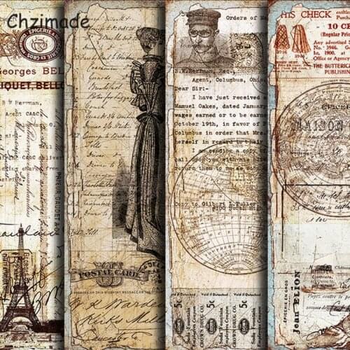 Chzimade 4Pcs Vintage Junk Journal European Figure Paper Sticker For Scrapbooking Album Diary Diy Happy Planner Home Decoration
