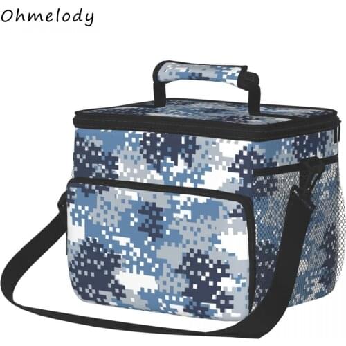 Digital Camouflage 18 Cans Cooler Bags Picnic Lunch Bag Insulation Shopping Grocery Food Outdoor Refrigerator Holder for Picnic
