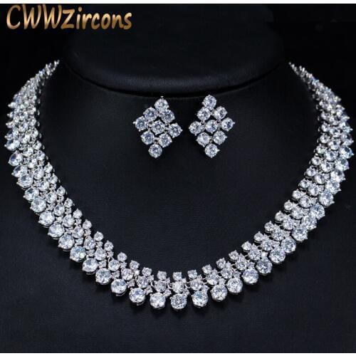 CWWZircons Luxury 2020 Nigerian Wedding Accessories African CZ Beads Jewelry Sets Crystal Bridal Necklace for Brides T111