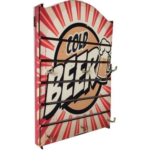 Wooden Key Holder Wall Mount 6 Hanger Hook Creative Home Decoration Gift Organization Cold Beer