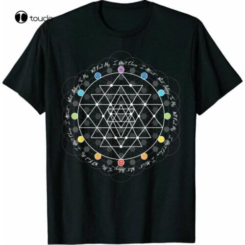 Sacred Geometry Gold Flower Of Life | Sri Yantra Chakra Yoga T-Shirt Hot New