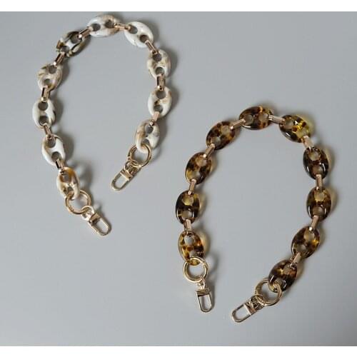 HJKL Leopard print pig nose acrylic chain contrast color retro manual detachable thick chain bag decoration chain bag strap