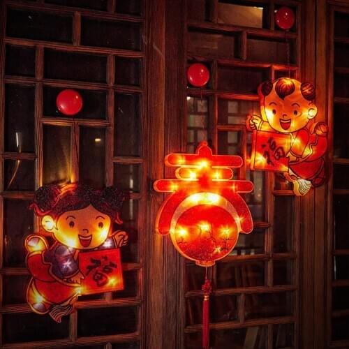 Chinese New Year Decorations Chinese Lantern Light Happy New Year Spring Festival LED Hanging Lights USB Interface No Battery