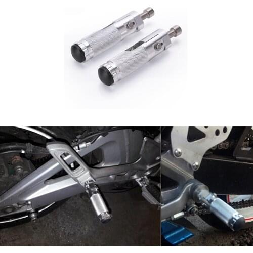 2Pcs CNC Aluminum Universal Motorcycle Motor Bike Folding Footrests Footpegs Foot Rests Pegs Rear Pedals Set Parts Black Sliver