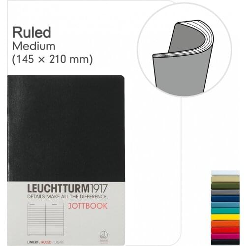 Leuchtturm1917 Jottbook, Medium (A5), Soft Cover, 60 Numbered Pages - Ruled