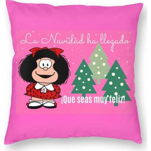 Mafalda Christmas Card Square Pillow Case Home Decorative Argentine Cartoon Quino Manga Cushions Throw Pillow for Car Printing