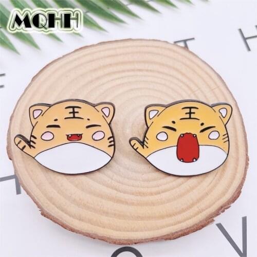 Cartoon Cute Animal Tiger Enamel Pins Tiger Emoticon Open Mouth Fun Alloy Brooch Badge Fashion Woman Jewelry Gift For Friends