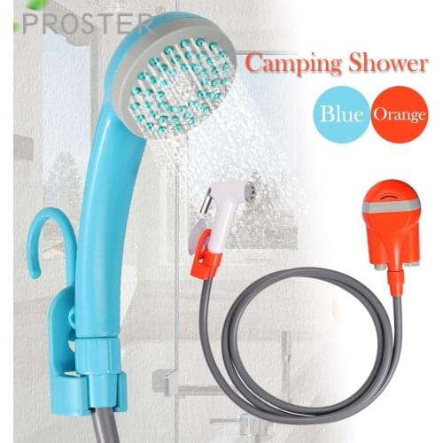 Proster USB Rechargeable Shower Handheld Kit Outdoor Camping Bathing Handhold Shower Small Nozzle Rainfall Bath Tool Orange Blue