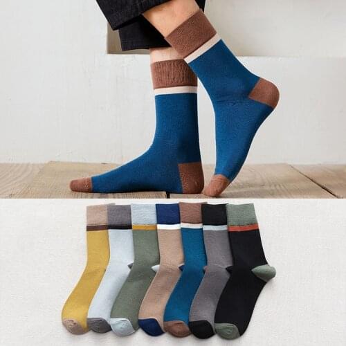 Socks mens middle tube pure cotton bottom long tube trend autumn and winter stockings odor proof and simple in winter