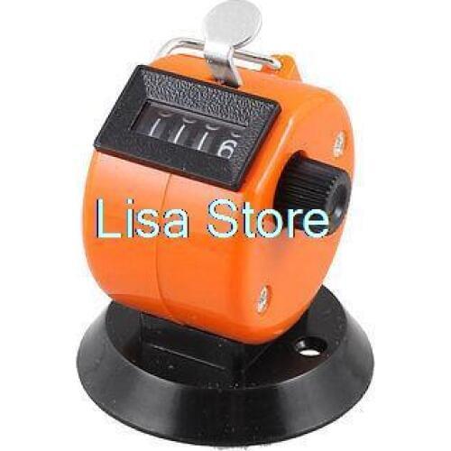 Orange Plastic Case Resettable Hand Clicker Golf 4 Numbers Tally Counter