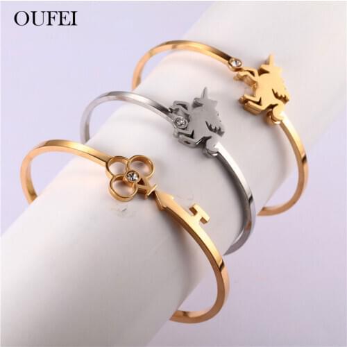 OUFEI Stainless Steel Jewelry Woman Bracelet And Bangles Cuffs Charms Luxury Fashion Jewelry Accessories Free Shipping