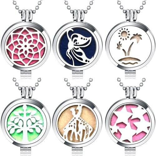 New Aromatherapy Diffuser Necklace Flowers Style Open Essential Oil Mosquito Repellent Perfume Locket Pendant Women Jewelry Gift