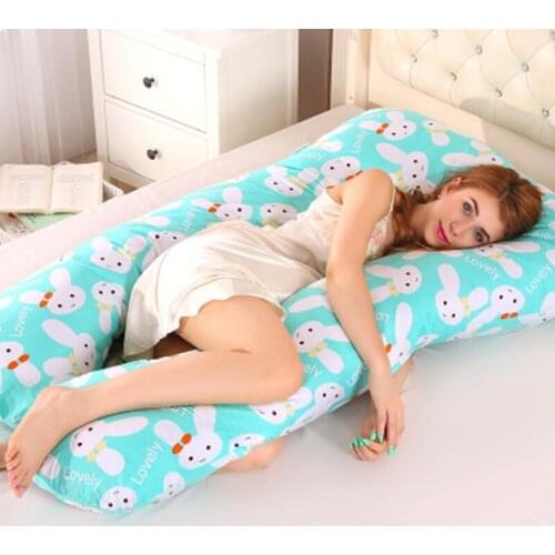 Sleeping Support Pillow For Pregnant Women Body 100% Cotton Rabbit Print U Shape Maternity Pillows Pregnancy Side Sleepers