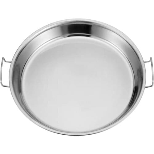 Serving Food Thicken Reusable Round Tray With Handle Roasting Pan Dining Table Noodle Stainless Steel Pizza Vegetables Non Stick