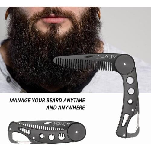 One Black Bun Sale Hot Stainless Steel Folding Coat For Men Anti-static Moustache Comb Attacked Hairdresser Stylish Comb Beard