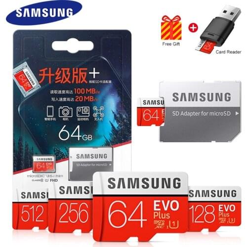 Samsung Memory Card 64GB 128GB 256GB Class 10 Microsd TF Card U3 EVO Plus microSDXC 100MB/s SD Adapter For Camera Fast shipping