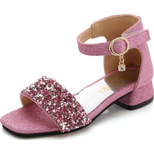 Girls sandals summer kids shoes fashion high-heeled princess shoes children girl open toe non-slip Roman sandals fashion party