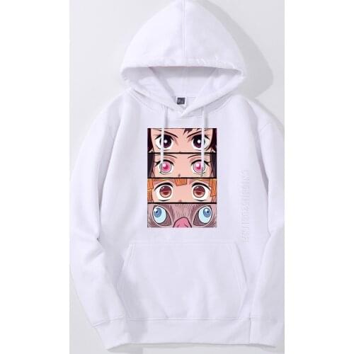 Japan Anime Demon Slayer Nezuko Eyes Men Hoodies Streetwear Hooded Tops Autumn Sweatshirt Warm Zenitsu Tanjirou Hoodie
