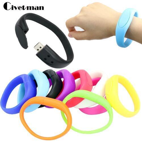 USB Stick 256GB Silicone Bracelet Wrist Band 4GB 8GB 16GB 32GB 64GB 128GB USB Flash Drive Pen Drive Memory Disk Pendrives gift
