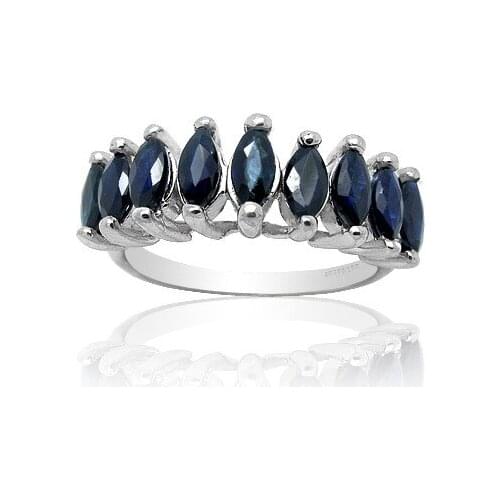 Vintage Crown Ring with Sapphire 2.5mm*5mm Natural Sapphire Silver Ring for Party 925 Silver Sapphire Jewelry