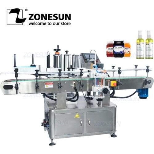 ZONESUN Automatic Round Water Juice Bottle Can Jar Positioning And Labeling Machine Double Side Label Sticker for Cosmetic