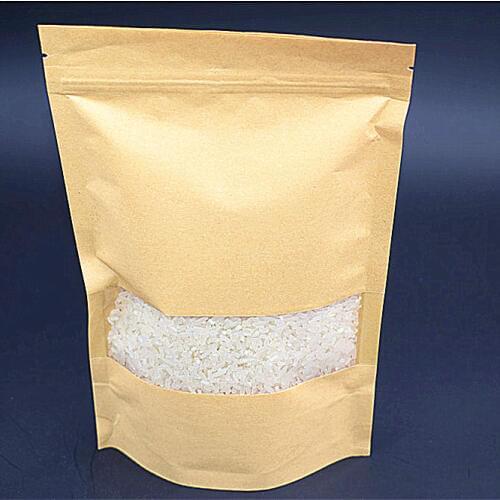 1Pc Stand Up Kraft Paper Food Packaging Bags With Window Nuts Cookies Candy Baking Tea Ziplock Bag Samples Grain Pouch