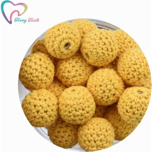 10 PCS Mango Color 16-20 MM Knitting Crochet Wooden Beads DIY Baby Teething Jewelry Crocheted Teething Loose Wooden Beads