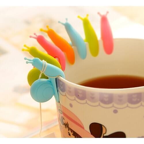 10 Pieces/lot Creative Cute Snail Shape Silicone Tea Bag Holder Cup Mug Hanging Tool Tea Balls Tools Random Color Tea Strainers