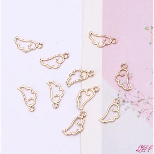 10Pcs Angel Wing Metal Frame Pendant Open Bezel Setting UV Resin Jewelry Charm