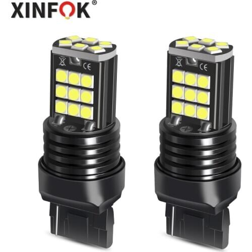 2x Car LED Bulbs Turn Signal Reverse Lights XFX005 7440 T20 W21W 7443 DC 12V 6000K White 3030 SMD 24xLED Chips Parking Lights